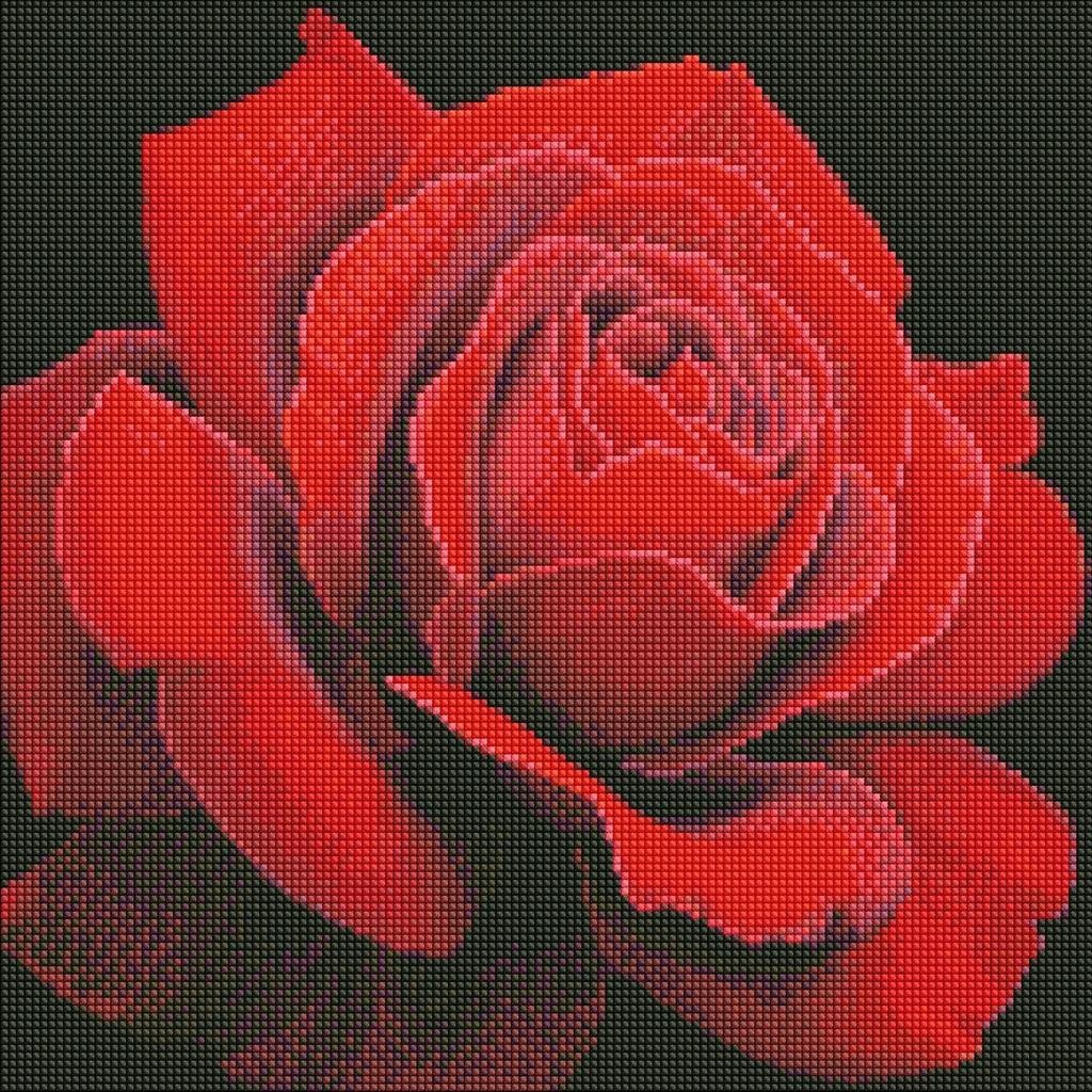 Diamentowa mozaika - Czerwona róża 40x40cm EDUKAMP 1