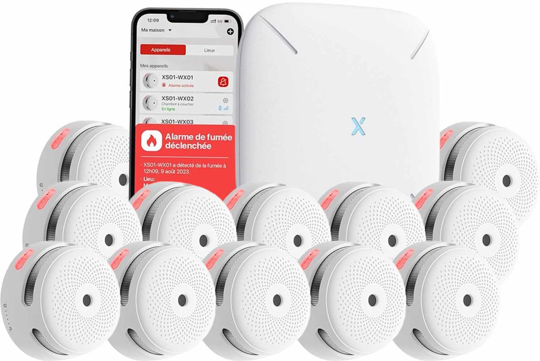 Zestaw alarmowy X-Sense na 12 bezprzewodowych czujek dymu XS01-M ze stacją WiFi 1