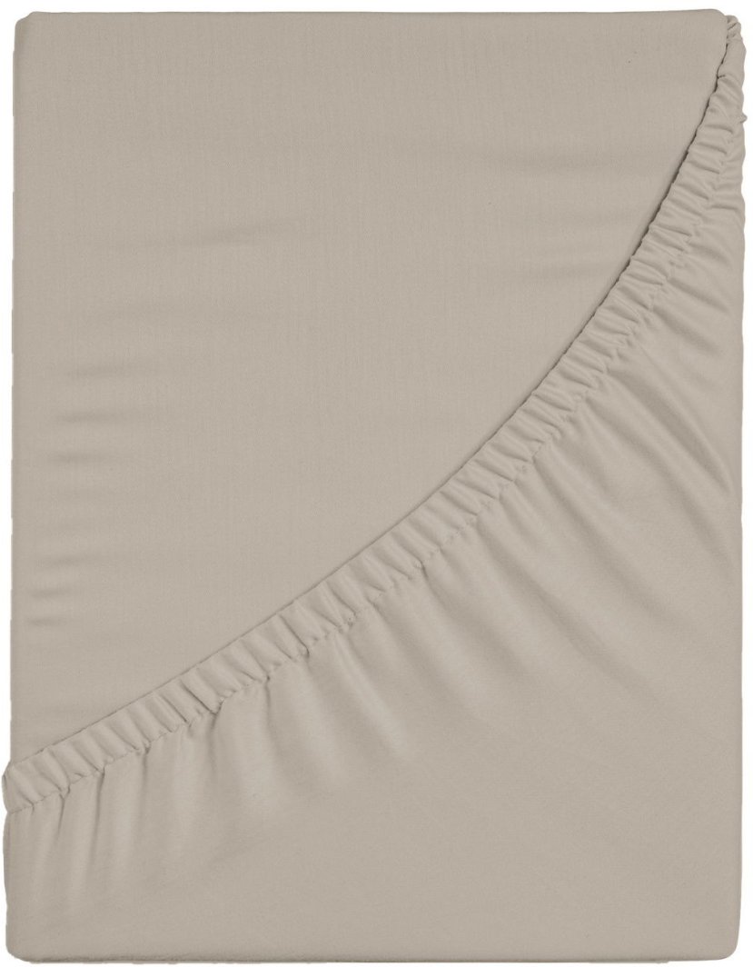 Cotton fitted sheet CREYA BEIGE, 180 x 200 + 25 cm, cream color, 100% cotton 1