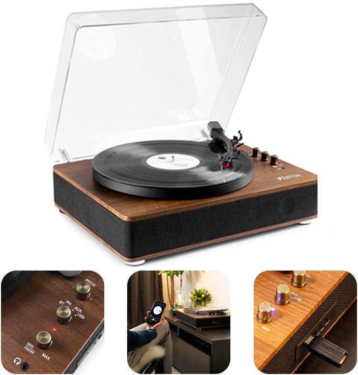 Gramofon RP162 Fenton głośniki BT konwersja brązowy one size 1