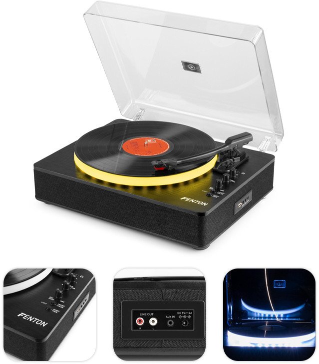 Gramofon RP162LED Fenton wejście/wyjście BT czarny one size 1