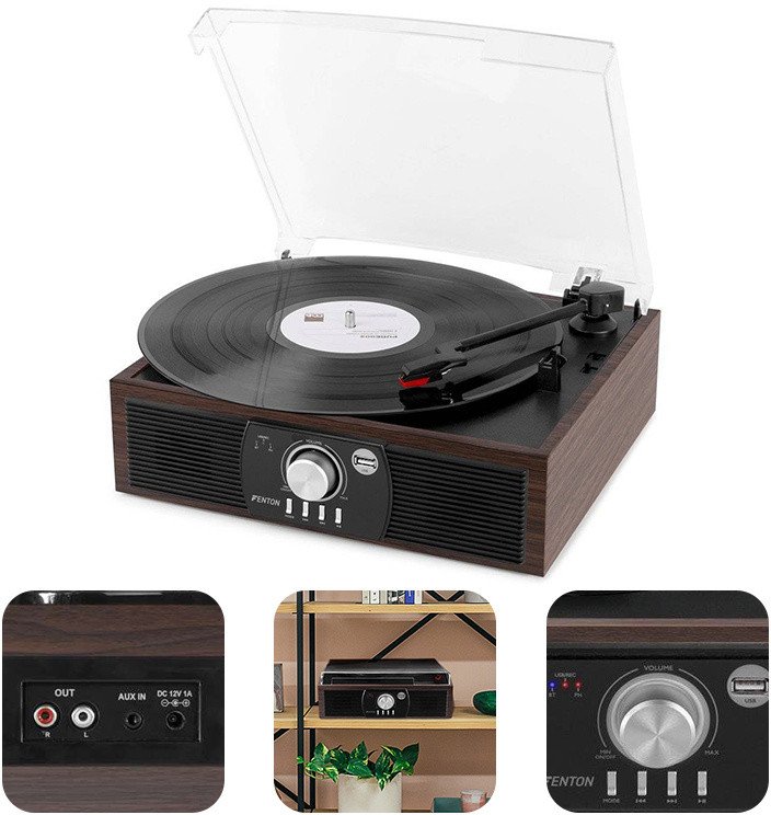 Gramofon RP175DW Fenton BT USB ciemne drewno one size 1