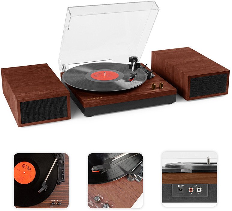 Gramofon RP165C Fenton głośniki BT brązowy one size 1