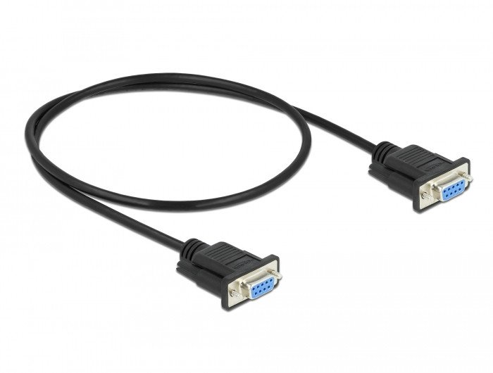 DELOCK Seriell Kabel RS-232 Sub-D9 Buchse zu Buchse Nullmodemmit sch malem Steckergeh�use 0,5m 1