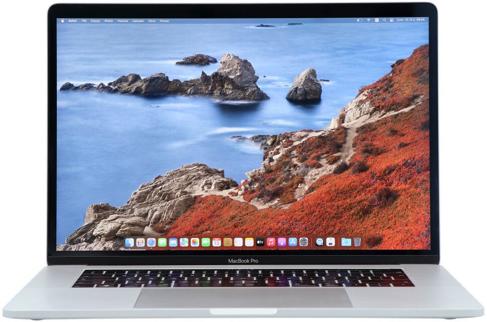 Apple MacBook Pro A1990 2018 r. Silver i7-8850H 16GB 512GB SSD 2880x1800 Radeon Pro 560X Klasa A- MacOS Big Sur QWERTY PL 1