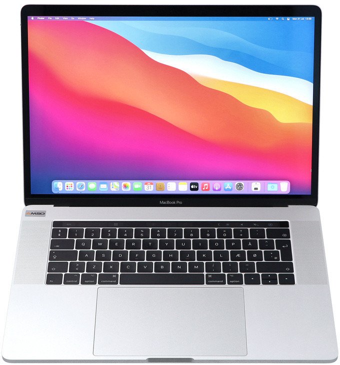 Apple MacBook Pro 15" Silver A1707 2017r. i7-7820HQ 16GB 512GB SSD 2880x1800 AMD Radeon Pro 560 Klasa A- Mac OS Big Sur QWERTY PL 1