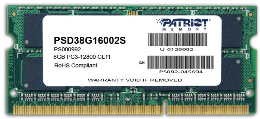 PATRIOT SIGNATURE DDR3 8GB CL11 PC3-12800 (1600MHZ) SODIMM 1