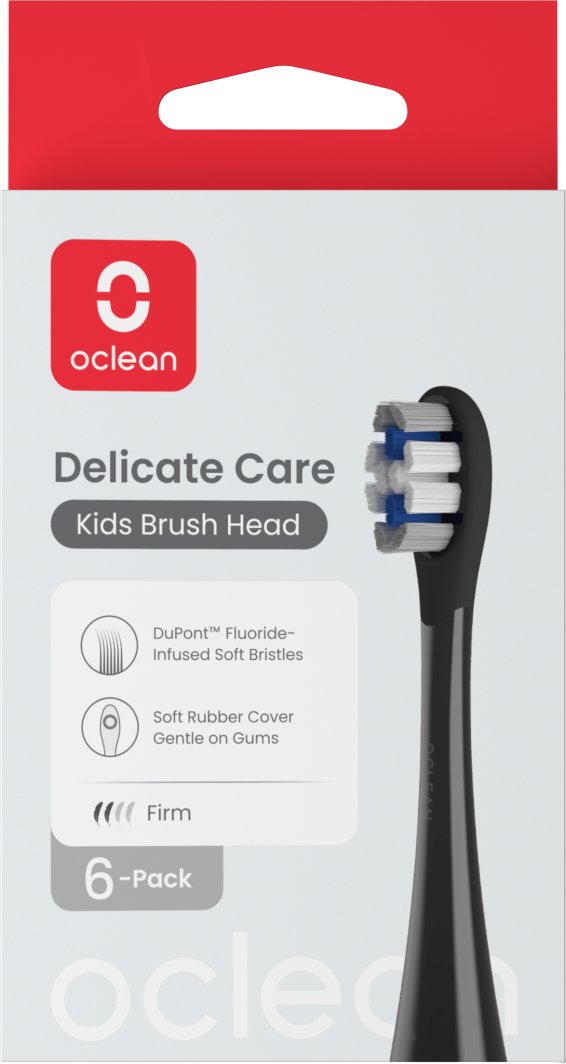 Oclean Delicate Care Kids brush head, 6 pcs, black