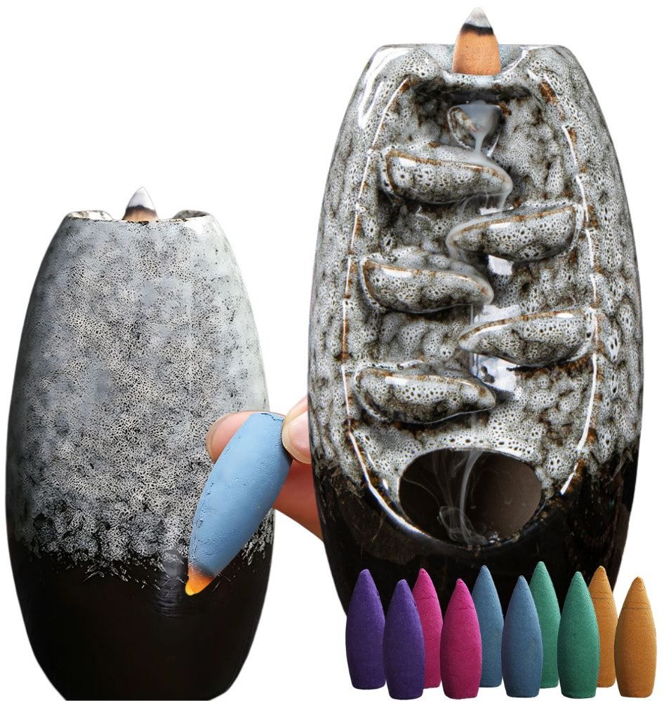 Kominek zapachowy ceramiczny wodospad kadzidło aromaterapia + 10 knotów 1