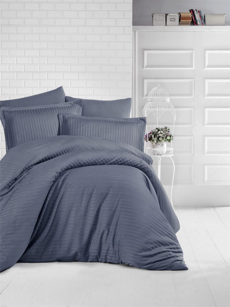 Satin bedding set CREYA, anthracite, 140 x 200 cm, 50 x 70 cm, 70 x 70 cm, 100% cotton. 1