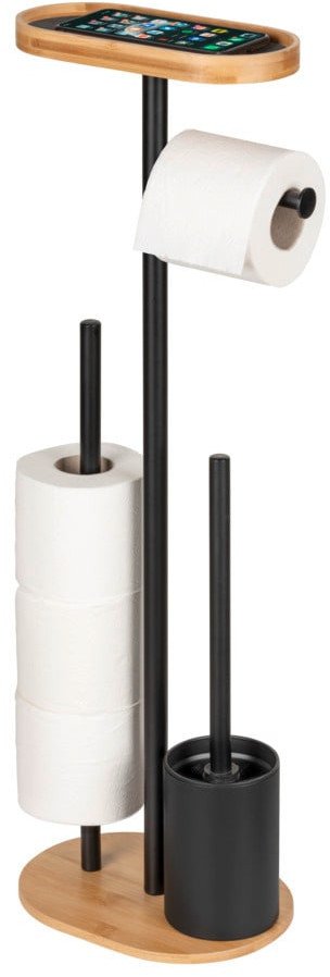 Stojak na papier toaletowy i szczotkę WC z półką na telefon RIVALTA, 4w1