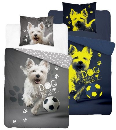 Pościel bawełniana świecąca w ciemności 160x200 pies 1