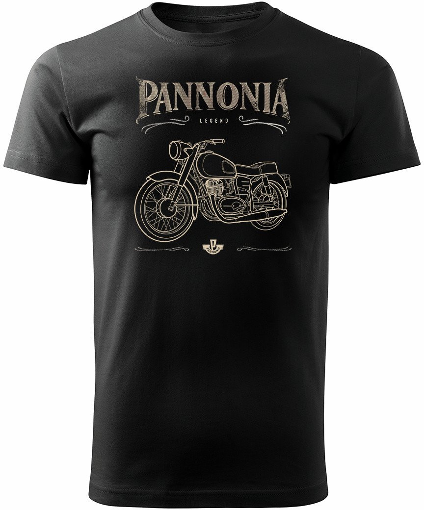 Koszulka z motocyklem na motor Pannonia panonia męska czarna REGULAR XXL 1