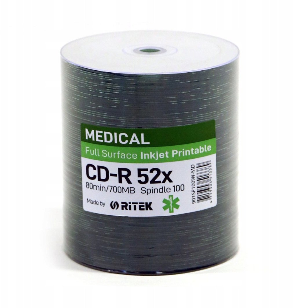 TRAXDATA RITEK CD-R 700MB 52X PRINTABLE MEDICAL CAKE*100  901CK100IW-MD 1