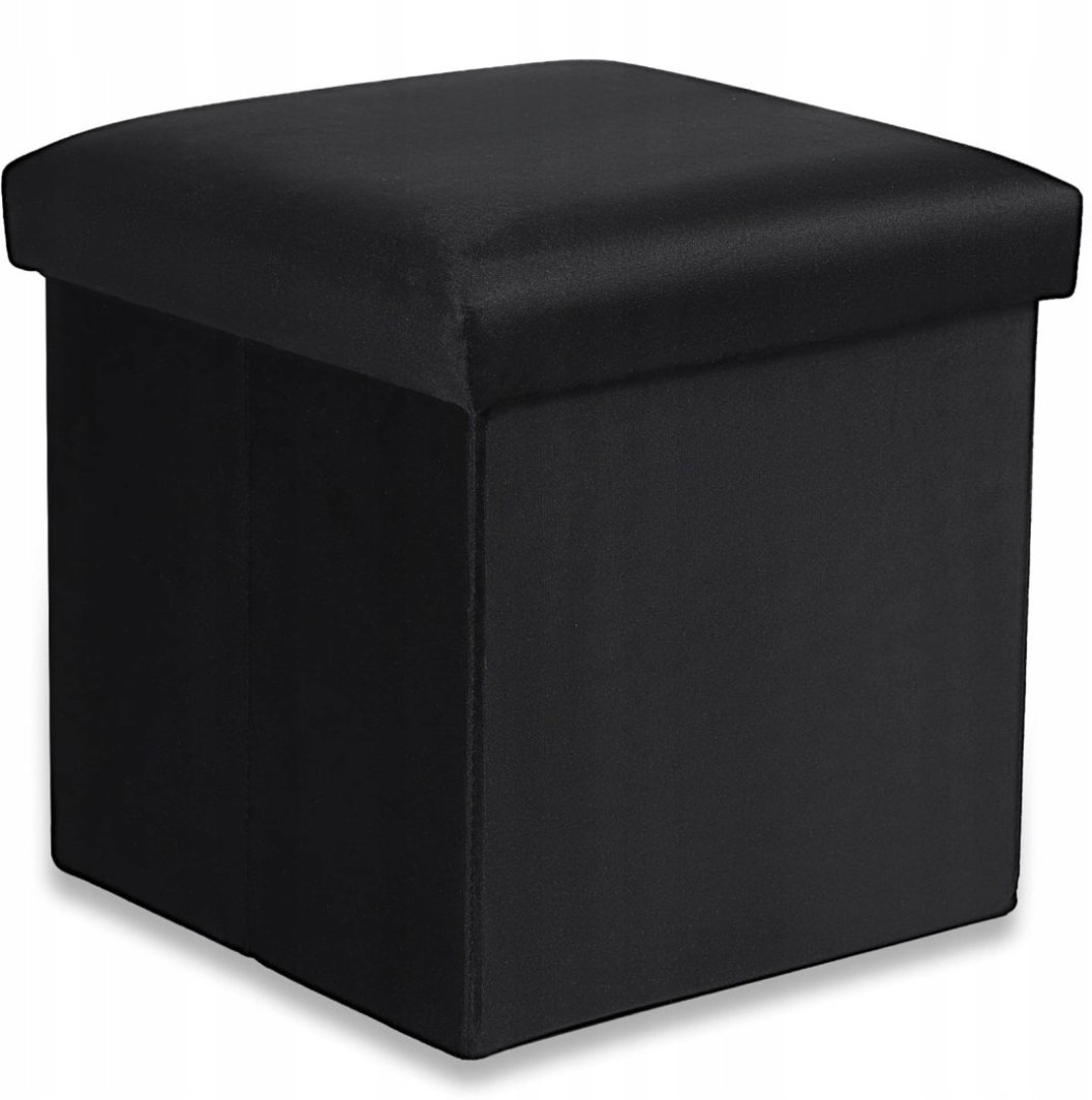 Pufa składana M - 30x30x30cm aksamit czarna 1