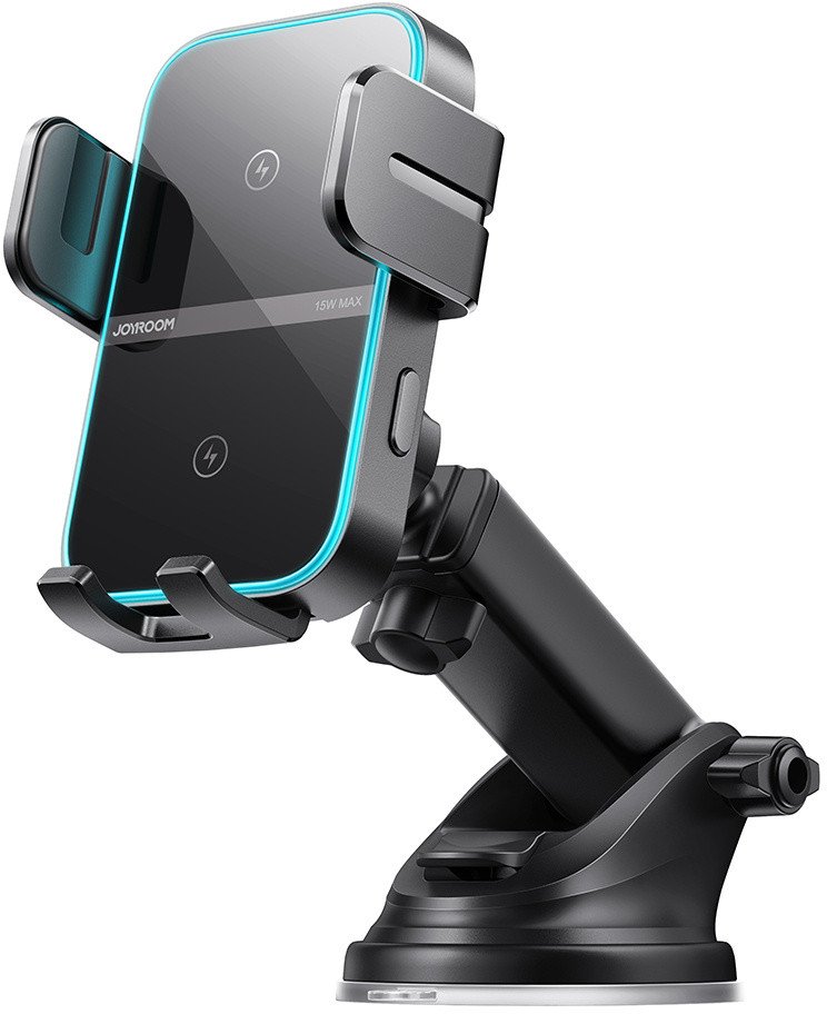 Uchwyt na telefon z ładowarką indukcyjną na deskę rozdzielczą - czarny Uchwyt na telefon z ładowarką indukcyjną na deskę rozdzielczą - czarny 1