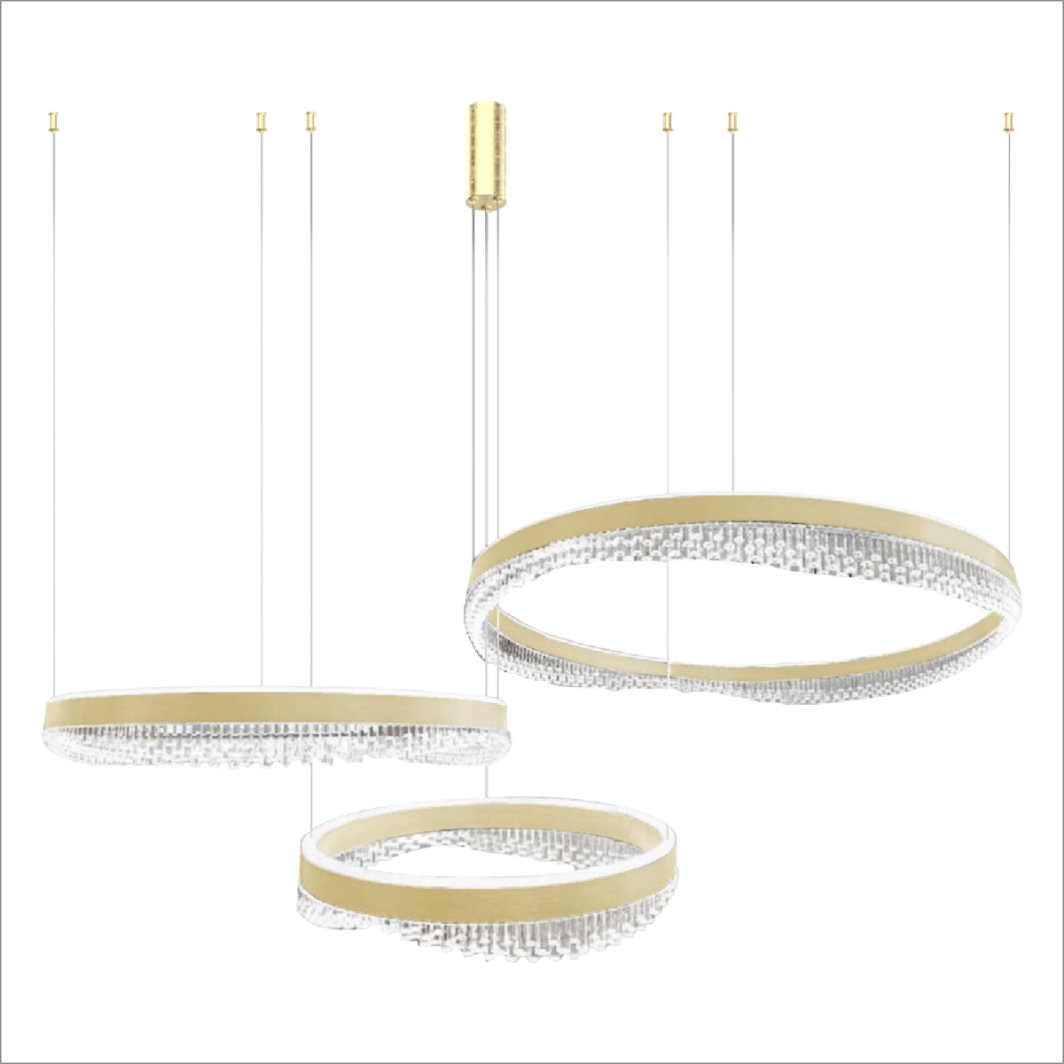 Potrójna lampa wisząca PRECIOSA ML1001 LED 158W 4000K pierścienie złote 1