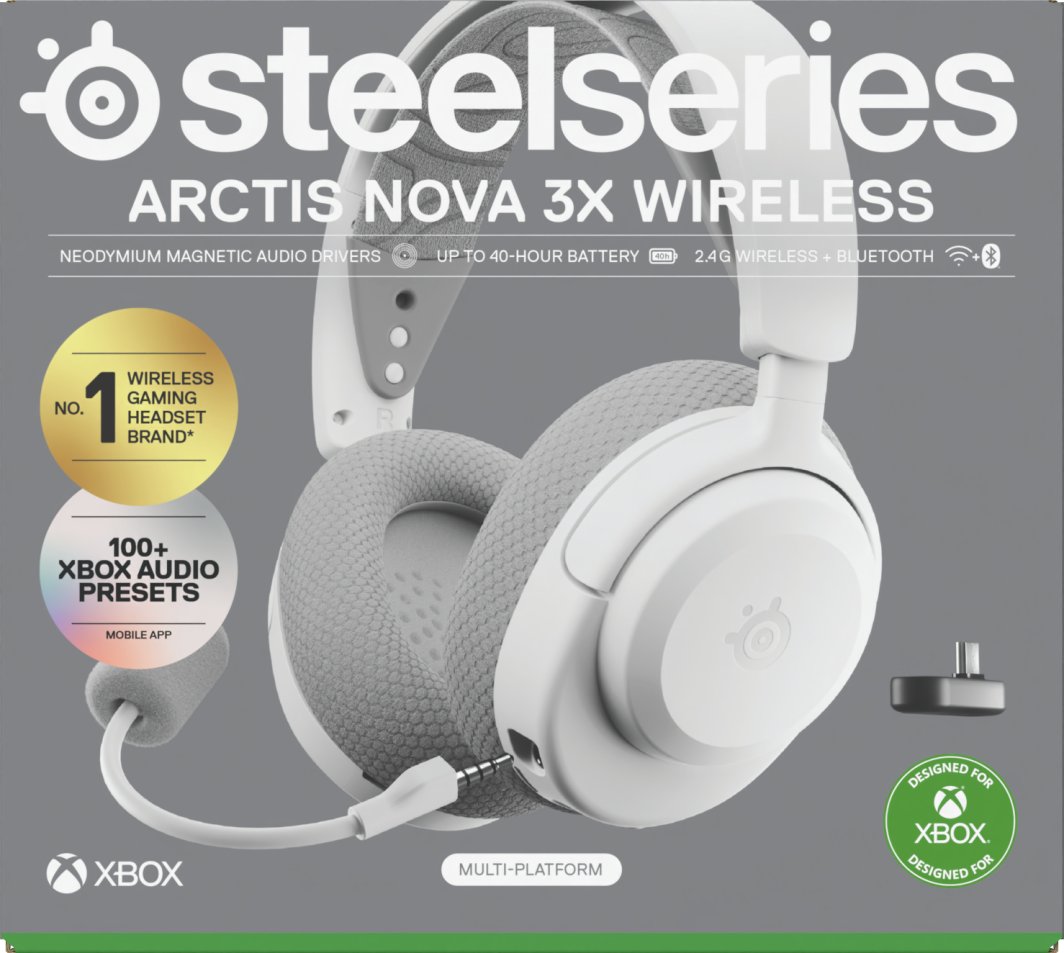 Steelseries Arctis Nova 3X Zestaw słuchawkowy Bezprzewodowy Opaska na głowę Muzyka/dzień powszedni Bluetooth Biały 1