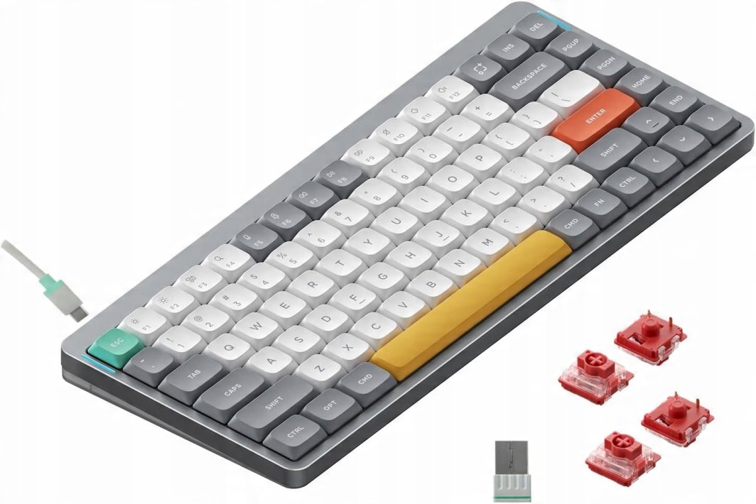 Nuphy - Air75 V2 Wireless Mechanical Keyboard - Bezprzewodowa Klawiatura Mechaniczna Slim Lunar Gray Cowberry 1