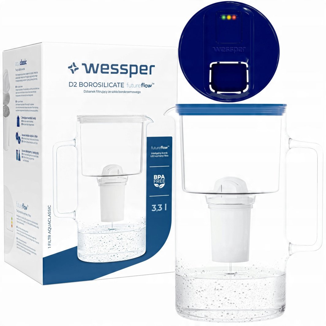 Dzbanek Wessper D2 Borosilicate FutureFlow Aquaclassic (WES202-FF-NB) 1