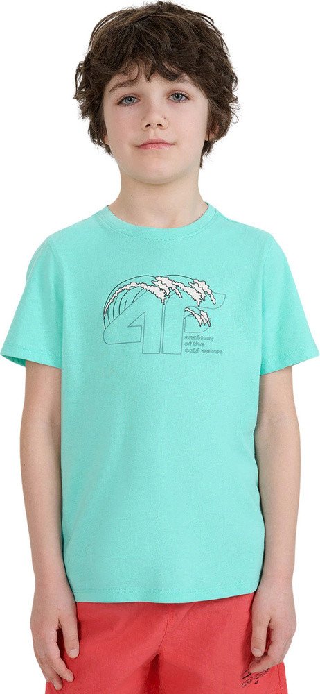 Koszulka dla chłopca 4F M1917 miętowa 4FJWSS25TTSHM1917 47S 134cm 1