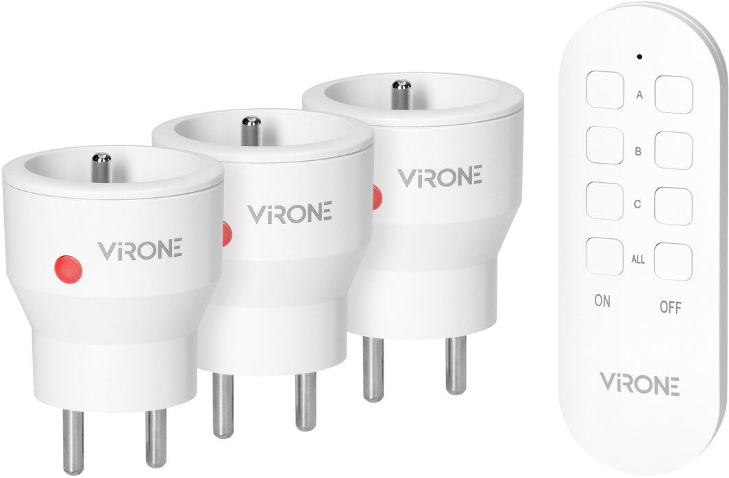 Zestaw bezprzewodowych gniazd MINI Schuko, sterowanych pilotem 3+1, 2300W 1