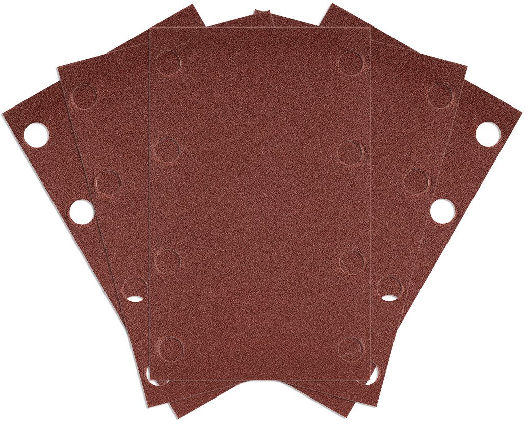 Papiery ścierne na rzep, prostokąt  80 x 130 mm, P240, 5 szt., z 8 otworami do 04-623 1