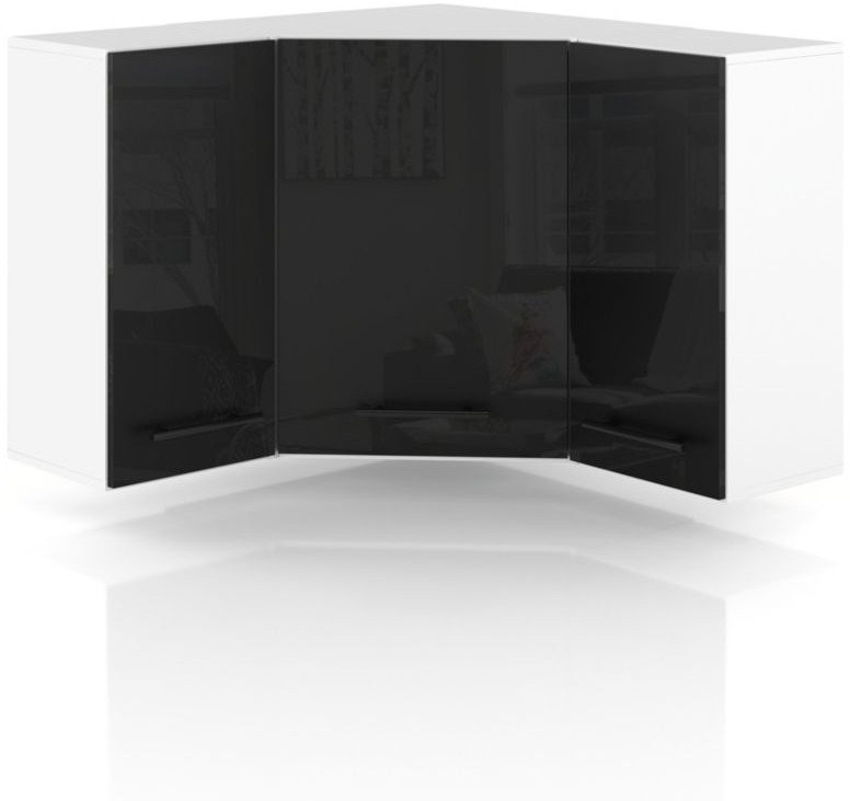 Szafka Kuchenna Wisząca Narożna Modułowa 90x90cm Spremium Czarny Połysk 1