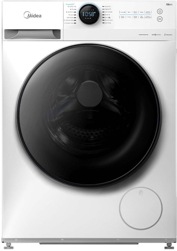 Midea Washing Machine | MF200W80WB/W-HR | Energy efficiency class A | Front loading | Washing capacity 8 kg | 1400 RPM | Depth 48 cm | Width 60 cm | Display | LCD | Steam function | White 1