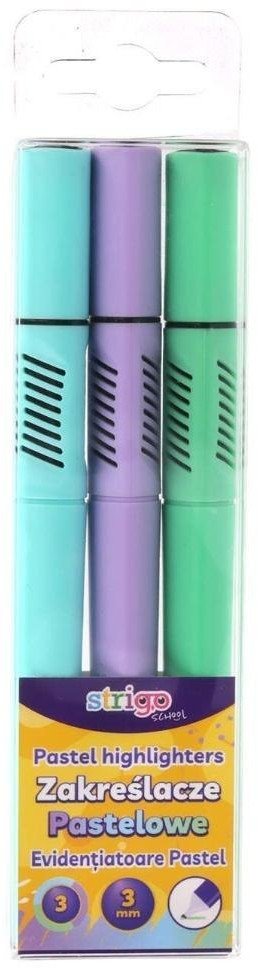 Zakreślacze trójkątne 3szt pastel STRIGO 1