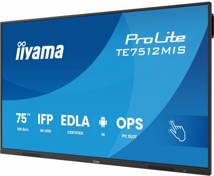 iiyama Monitor 75 '' TE7512MIS-B4AG  40pkt,IPS,4K,24/7,7H,                ANDROID 14, RK3576, 8/128GB, EDLA, Essential 1