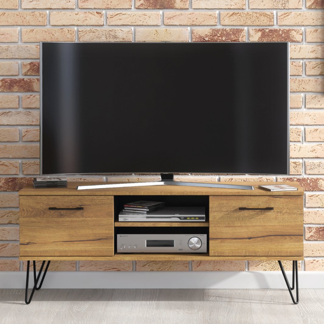 Szafka RTV Urban 120cm Loft Harpin ONE FURNITURE - Laminat Dębowy 1