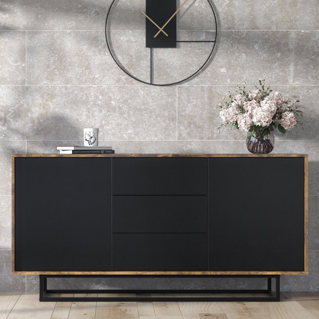 Komoda RTV Vista 140cm Loft ONE FURNITURE Laminat Brąz Rustrykalny 1