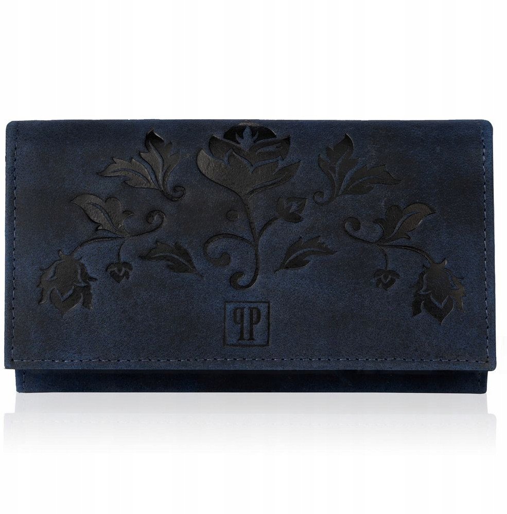 Portfel damski vintage skórzany w kwiaty Paolo Peruzzi T-44-DB 1
