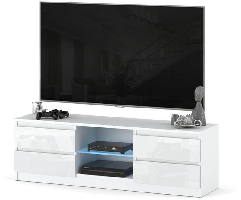 Szafka Rtv Quattro 138cm Stolik Pod Telewizor Salon Sypialnia Biały Połysk 1