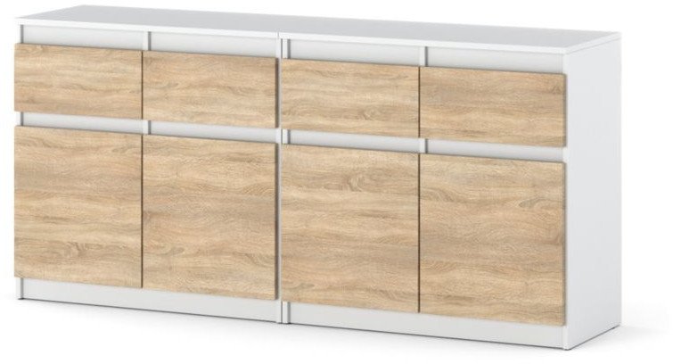 Komoda Do Salonu 160cm Biały Dąb Sonoma Duża Szafka 4 Szuflady Nowoczesna 1