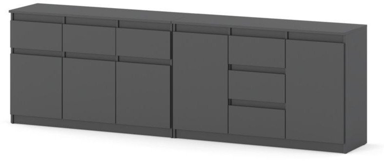 Komoda Pojemna Duża 6 Szuflad Nowoczesna Szafka 240cm Loft Salon Szary Mat 1