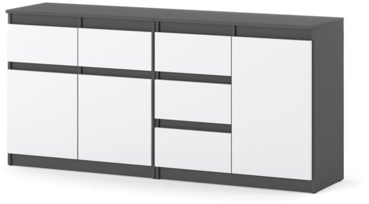 Komoda 160cm 5 Szuflad Pojemna Nowoczesna Salon Sypialnia Loft Szary Biały 1