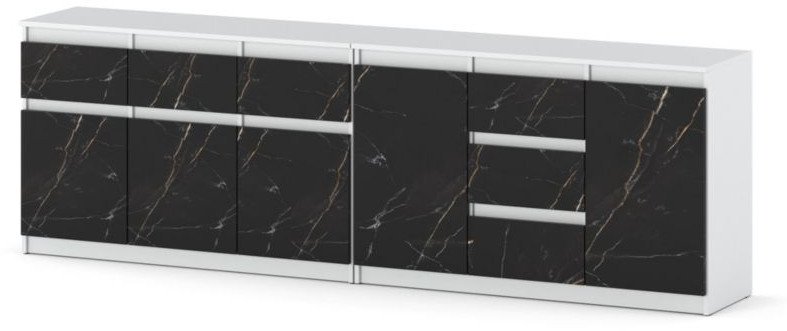 Komoda Do Salonu Nowoczesna 6 Szuflad 240cm Szafka Biała San Sebastian 1