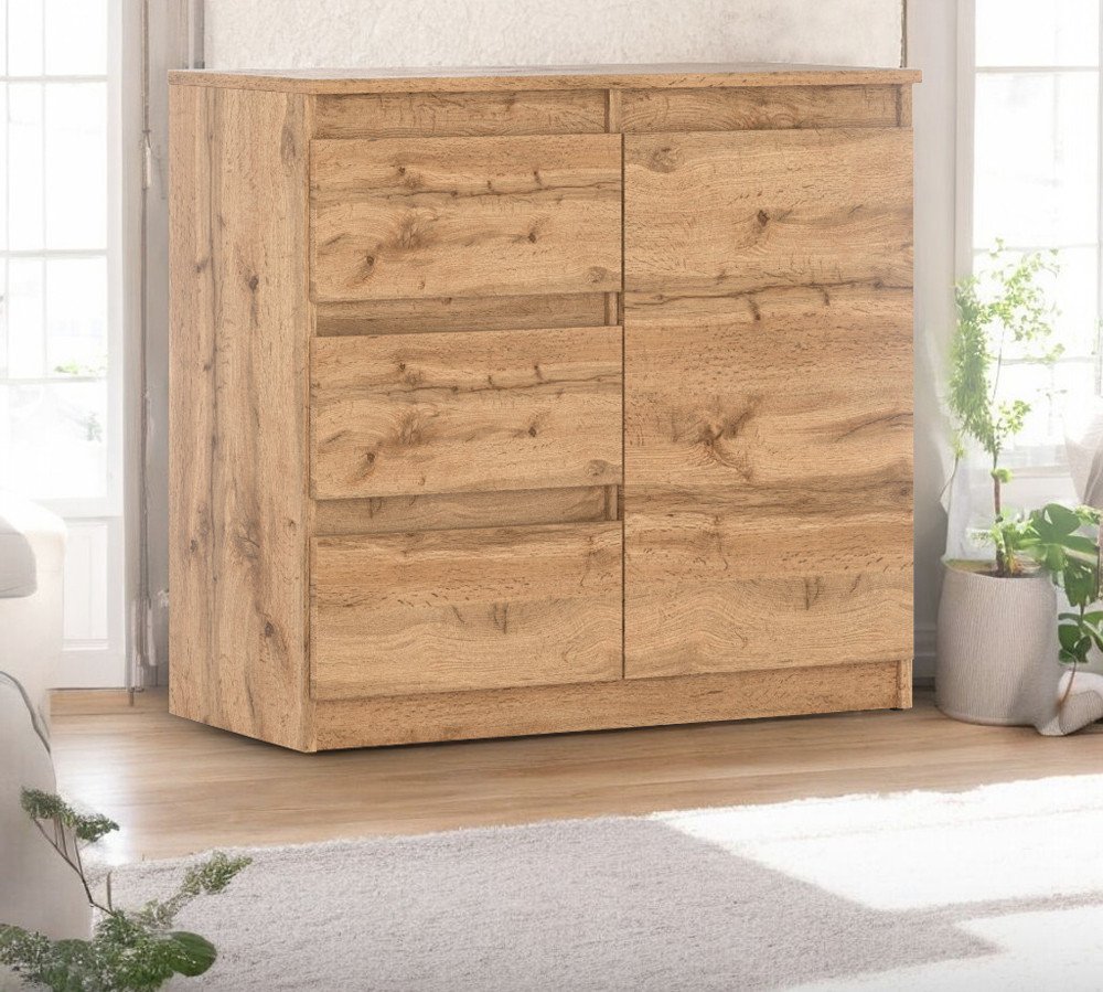Komoda 80cm 3 Szuflady Szafka Do Salonu Sypialni Dąb Wotan San Sebastian 1
