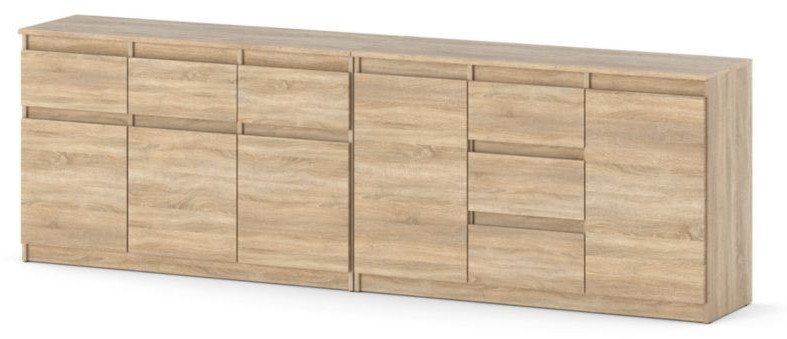 Komoda Dąb Sonoma 240cm Duże 6 Szuflad Nowoczesna Pojemna Duża Szafka Rtv 1