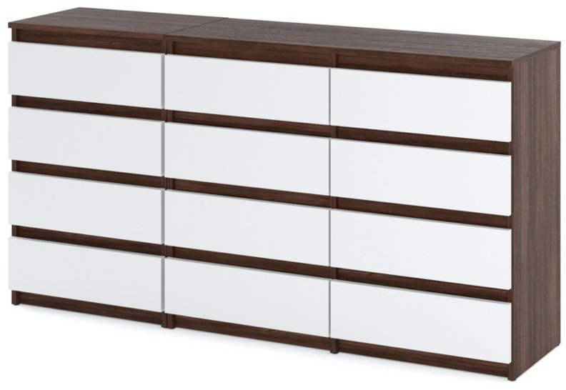 Komoda 12 Szuflad Pojemna Szafka Młodzieżowa Do Salonu 180cm Wenge Biały 1
