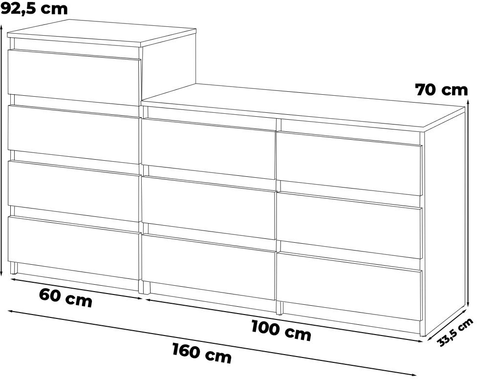 Komoda 10 Szuflad Szafka Drewniana Hugo 160cm Nowoczesna Rtv Dąb Lancelot 1