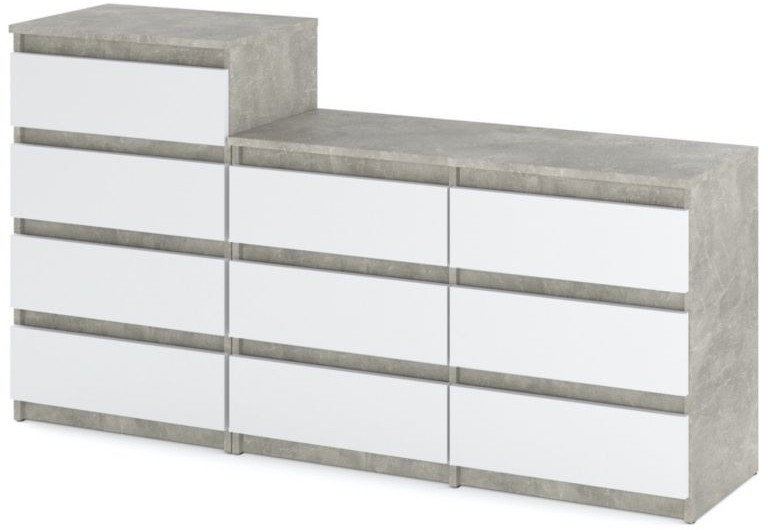 Komoda 10 Szuflad Szafka Rtv 160cm Meblościanka Stolik Salon Beton Biały 1