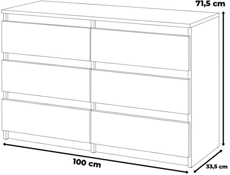 Komoda 6 Szuflad Do Pokoju Młodzieżowego Hugo Szafka Rtv 100cm Loft Czarna 1