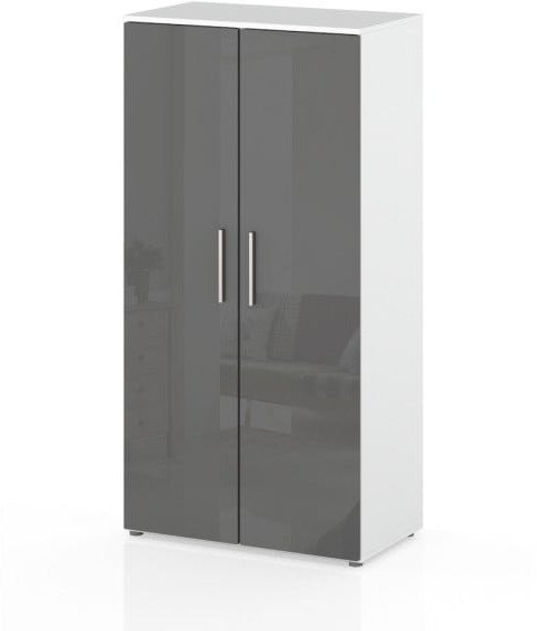 Szafa Garderoba Jola 70cm Sypialnia Nowoczesna Biurowa Biała Szary Połysk 1