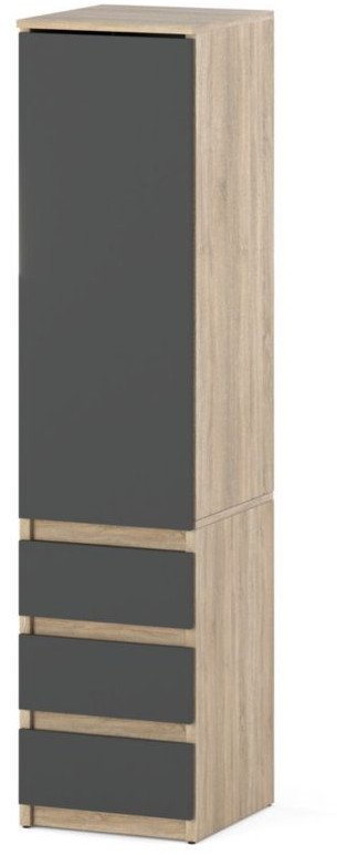 Szafa wąska do sypialni nowoczesna 3 szuflady 40cm dąb wotan szary mat 1