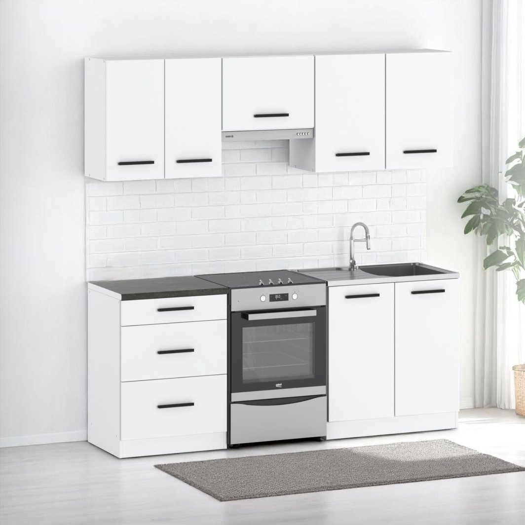 Kuchnia Mała Biała Modułowa Nowoczesna Z Blatem 2m Zestaw Kuchenny Pojemny