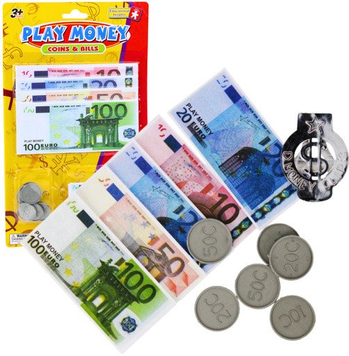 Zestaw Pieniądze Zabawkowe Euro Banknoty Monety Eurozawieszka 1