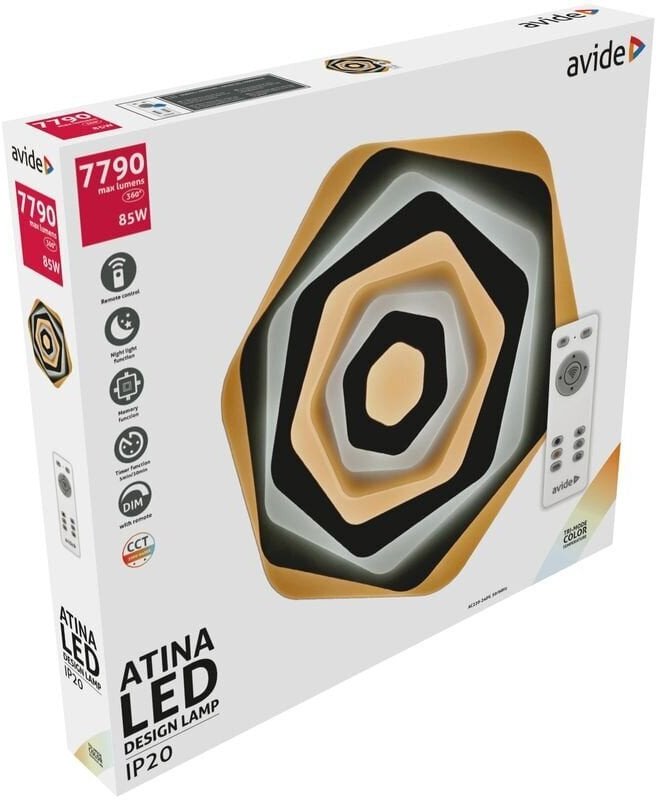 Ceiling LED light AVIDE ATINA, 85W, 3000-6400K, 7790/11600lm, dimmable, 53x4.5cm, with remote control 1